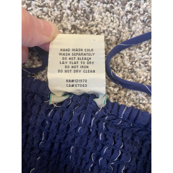 Flying Tomato Jumpsuit Womens Small Blue Nautical Lightweight Wide Leg Anthro - Picture 7 of 12